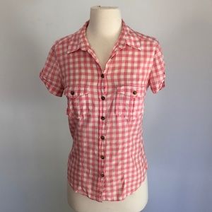 H&M Pink Gingham/Checkered Button-Up Blouse - Sz 6